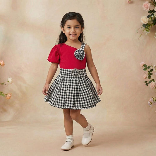 Adorable Girls' Baby Doll Outfit Set - Plaid Jumper & Accessories