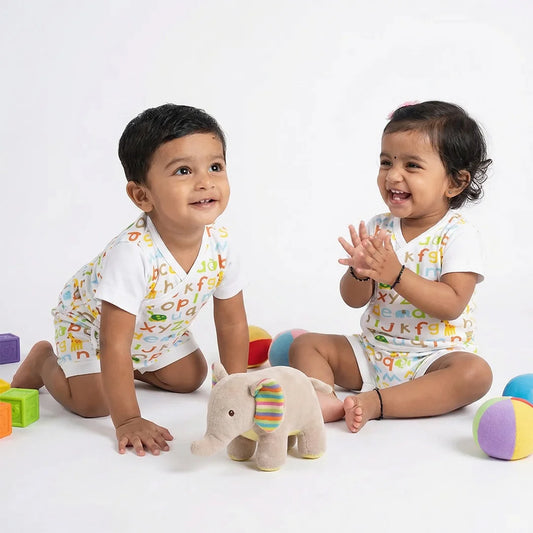 Baby Onesie with Alphabet Letter Pattern | Children's Clothing | Infant Onesie