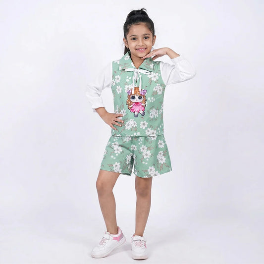 Chic Kids Fashion Coat - Unique Cartoon Pattern Design - Soft Plush Texture - Girls Shiny Outerwear