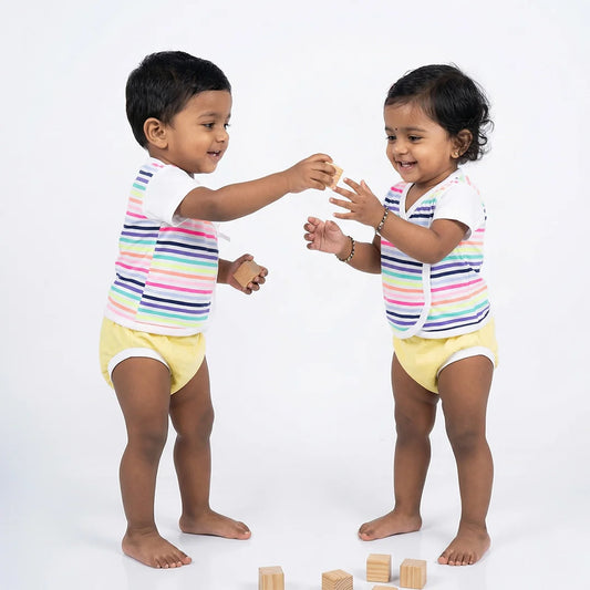 Bright Baby Onesie, Striped, Multicolored - Newborn Essentials, Comfortable & Breathable!