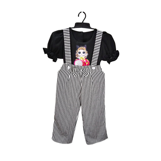Black and White Striped Overalls with Adjustable Straps, Kids' Play Overalls.