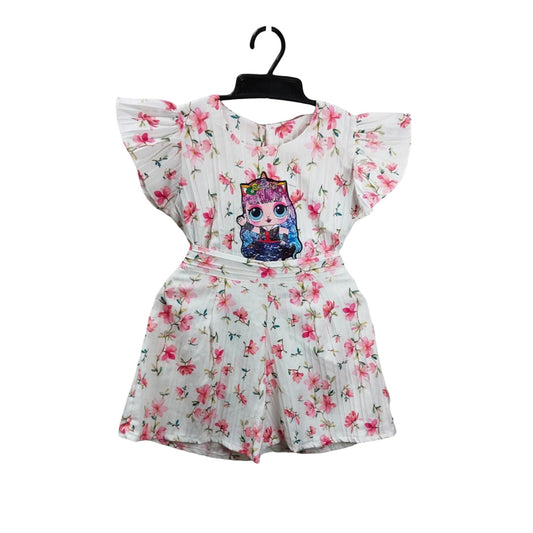 Floral Print Off-the-Shoulder Baby Doll Outfit