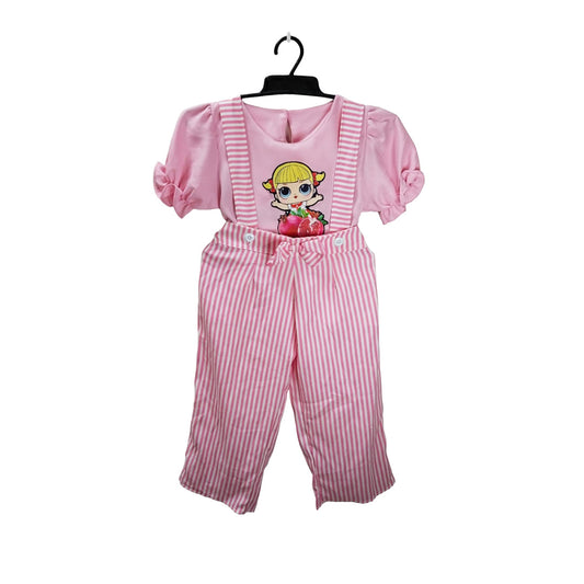 Pink Overalls with Cartoon Character Jumper