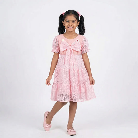 Pink Lace Baby Dress with Bow