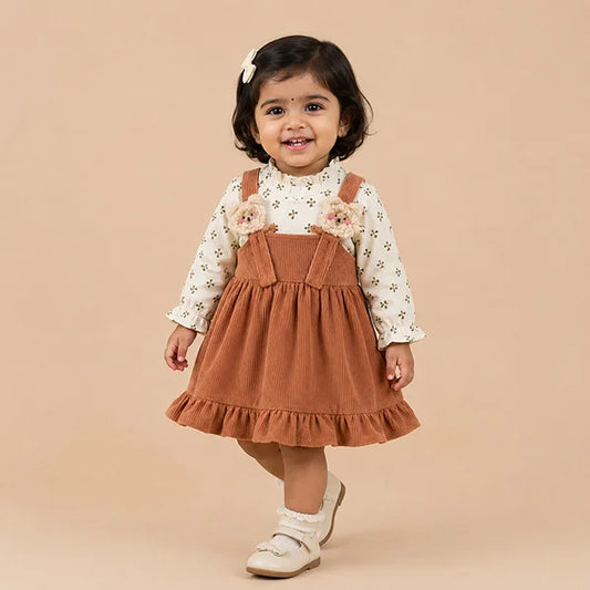 Adorable Baby Girl Dress - Chic Ruffled Design with Floral Embroidery - Perfect for Spring!