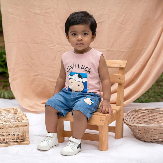 Chic Cow Tank and Jeans Set with Adorable Cow Pattern - Casual Summer Fashion