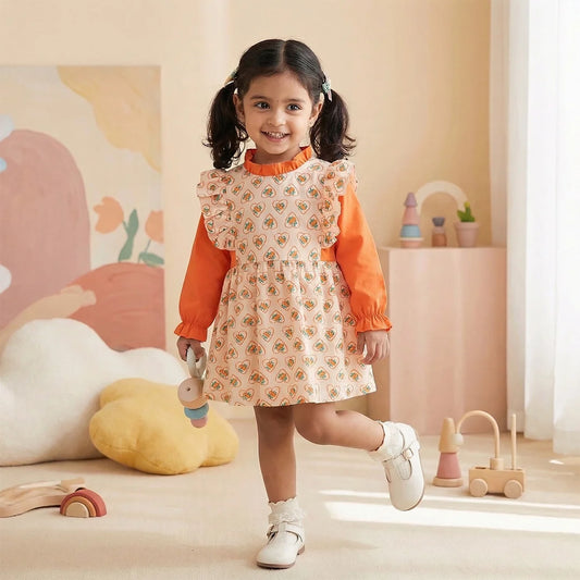 Floral Ruffled Infant Jumper Dress | Soft Knit Romper Set for Toddlers | Pink and White Baby Fashion