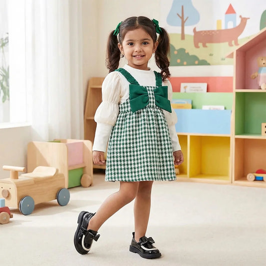 Gender Neutral Checkered Baby Outfit with Bow