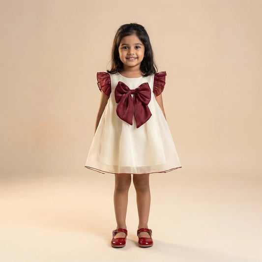 Trendy Kids Fashion: Orange and White Patterned Toddler Dress