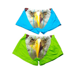 Eagle-themed Boxer Shorts Pair - Men's Sporty Briefs, Blue White Green - 3 pairs