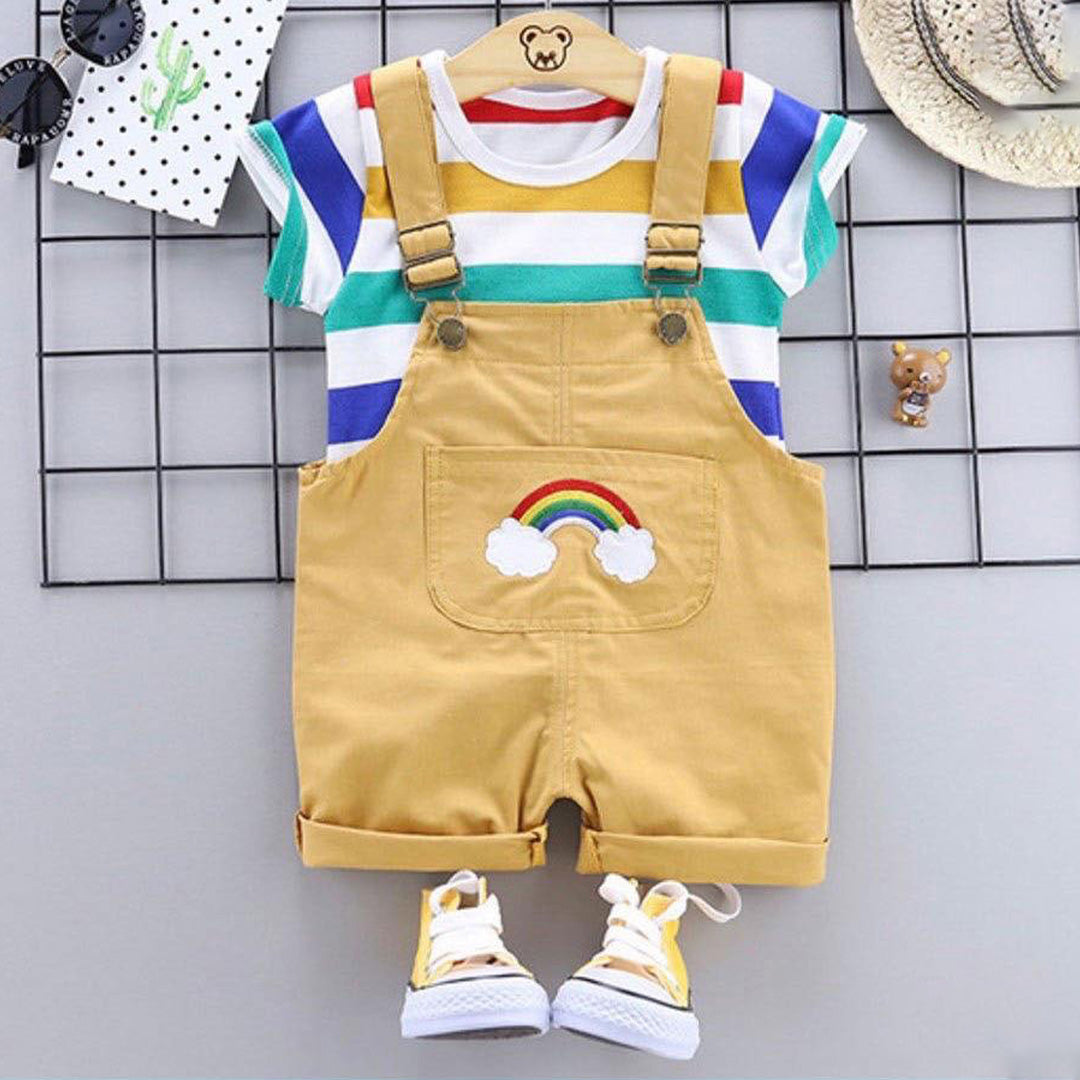 Vibrant Rainbow Overalls Romper | Fun & Colorful One-Piece Jumpsuit | Kids Rainbow Outfit
