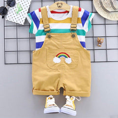 Vibrant Rainbow Overalls Romper | Fun & Colorful One-Piece Jumpsuit | Kids Rainbow Outfit