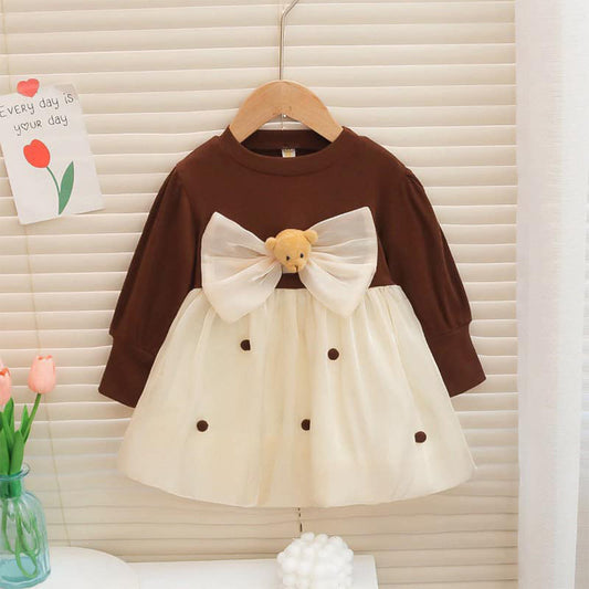 Brown Bow Dress - Adorable Toddler Girls' Formal Wear