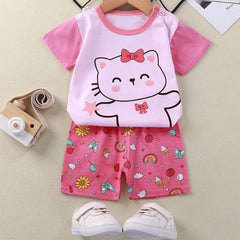 Adorable Hello Kitty Shorts Pajamas - Pink and Multi-Color Floral