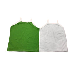 White and Green Striped Tank Top Set - Unisex Fashion, Breathable Fabric, Casual Wear