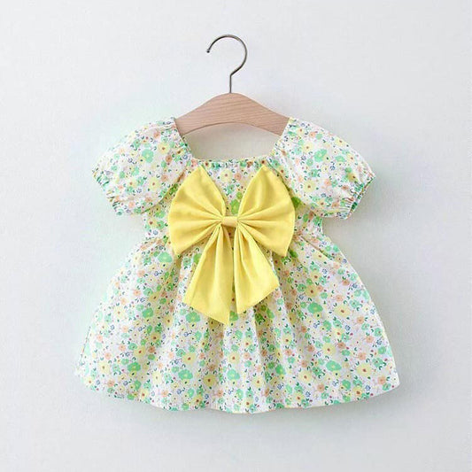 Yellow Floral Bow Dress | Kids Summer Baby Outfit