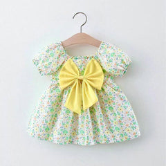 Yellow Floral Bow Dress | Kids Summer Baby Outfit