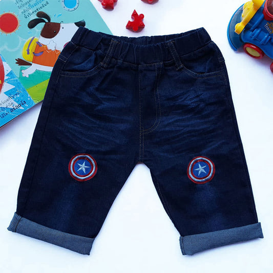 Marvel Avengers Denim Shorts with Pocket Logo - Superhero Boys Jeans