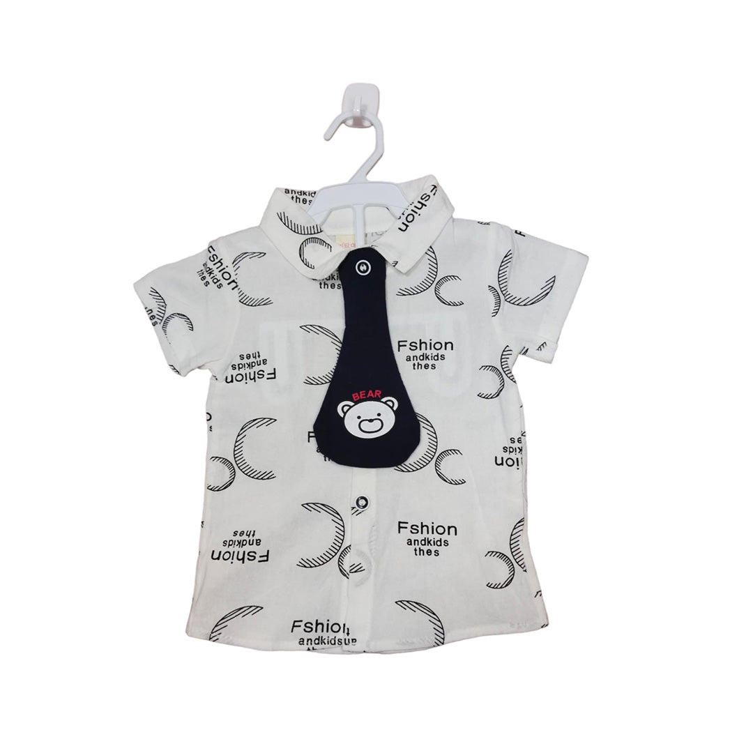 Short Sleeve Baby Vest with Cute Monkey Graphic and Denim Shorts Set