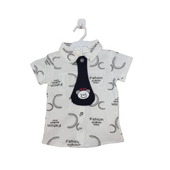 Short Sleeve Baby Vest with Cute Monkey Graphic and Denim Shorts Set