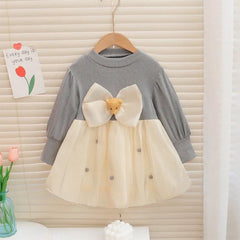Chic Baby Girl Dress with Bow Top - Soft Knit, Cute and Comfortable