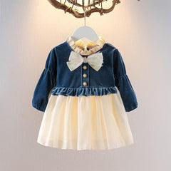 Blue Baby Girl's Ruffled Bottom Denim Jumper