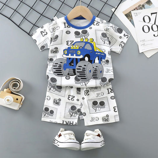 Cute Kids' Onesie with Music Notes and Race Car Design