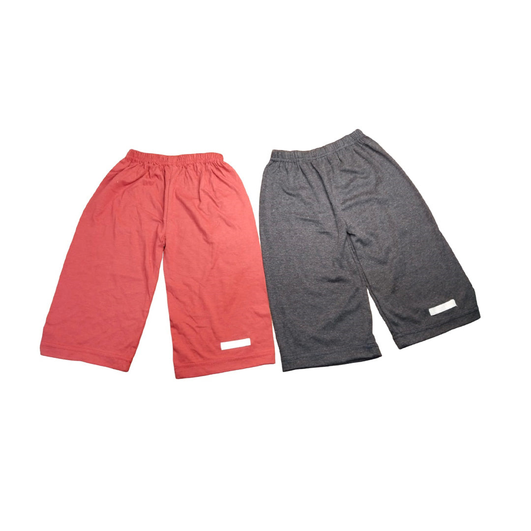 Men's Activewear Jogging Shorts Set - Gym Shorts Pair, Maroon & Grey