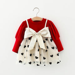 Red and White Heart Shirtdress with Bow