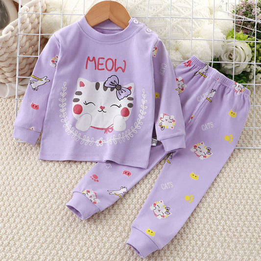 Cat Pajamas Set - Hello Kitty Twin Pack - Purple Pajamas with Cute Design