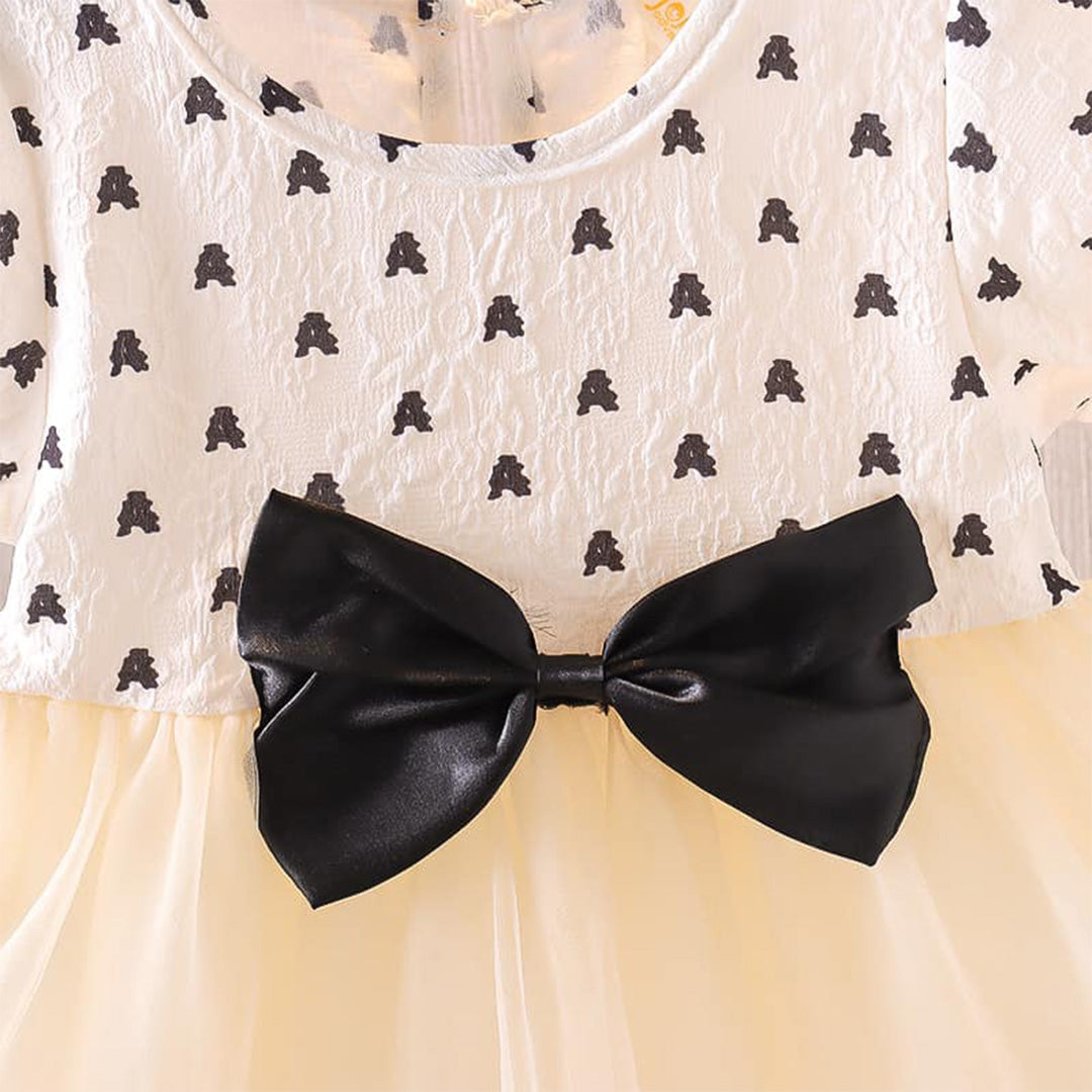 Adorable Black Bow Dress with Ruffle Hem - Baby Girls' Fashionable Outfit