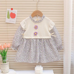 Cute Pink Dress with Ruffled Sleeves & Floral Pattern