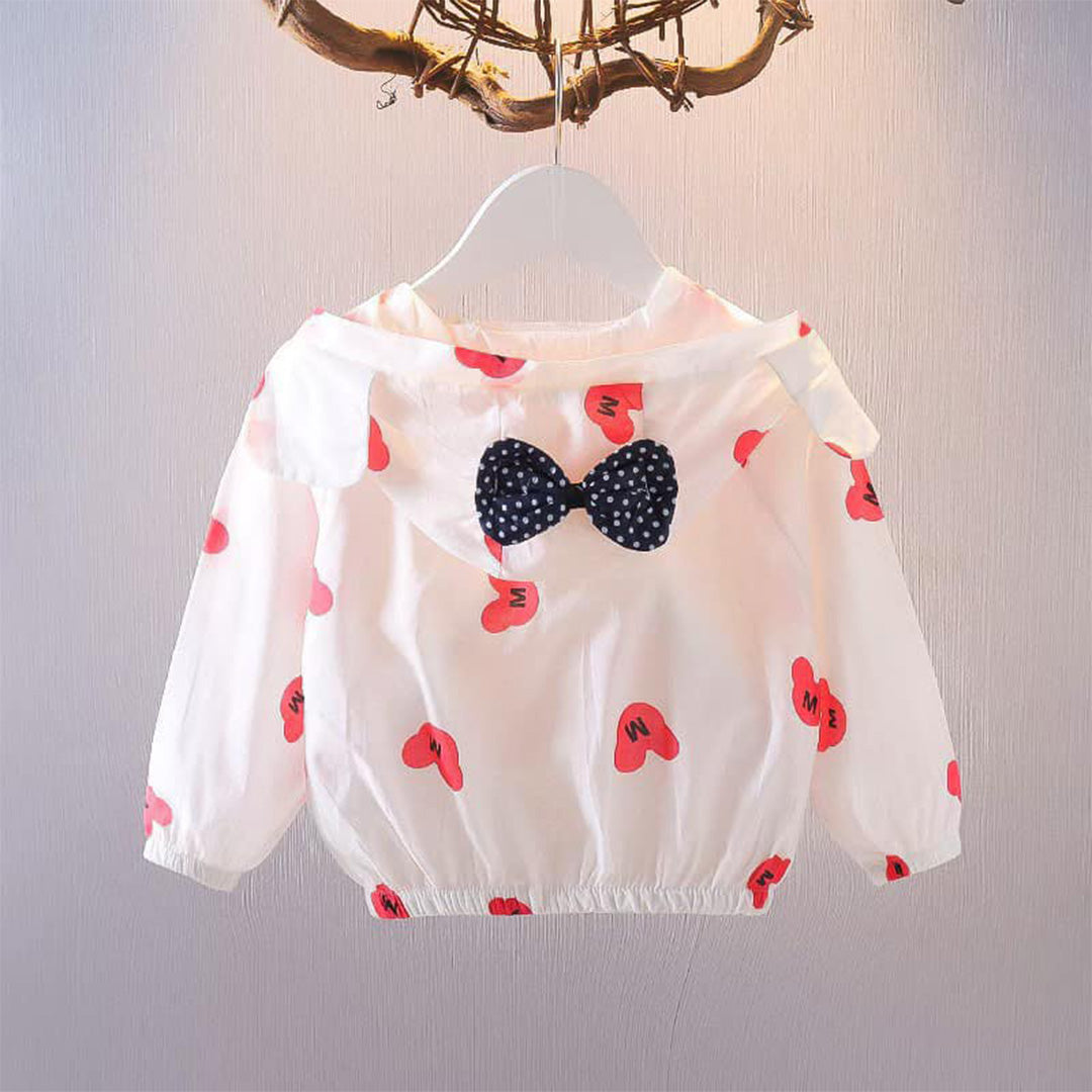 Cute Baby Dress - Flower Print, Polka Dot Bow, White and Red - Soft Fabric, Adorable Design