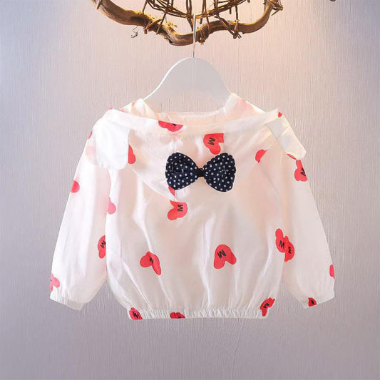 Cute Baby Dress - Flower Print, Polka Dot Bow, White and Red - Soft Fabric, Adorable Design