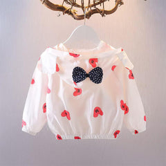 Cute Baby Dress - Flower Print, Polka Dot Bow, White and Red - Soft Fabric, Adorable Design