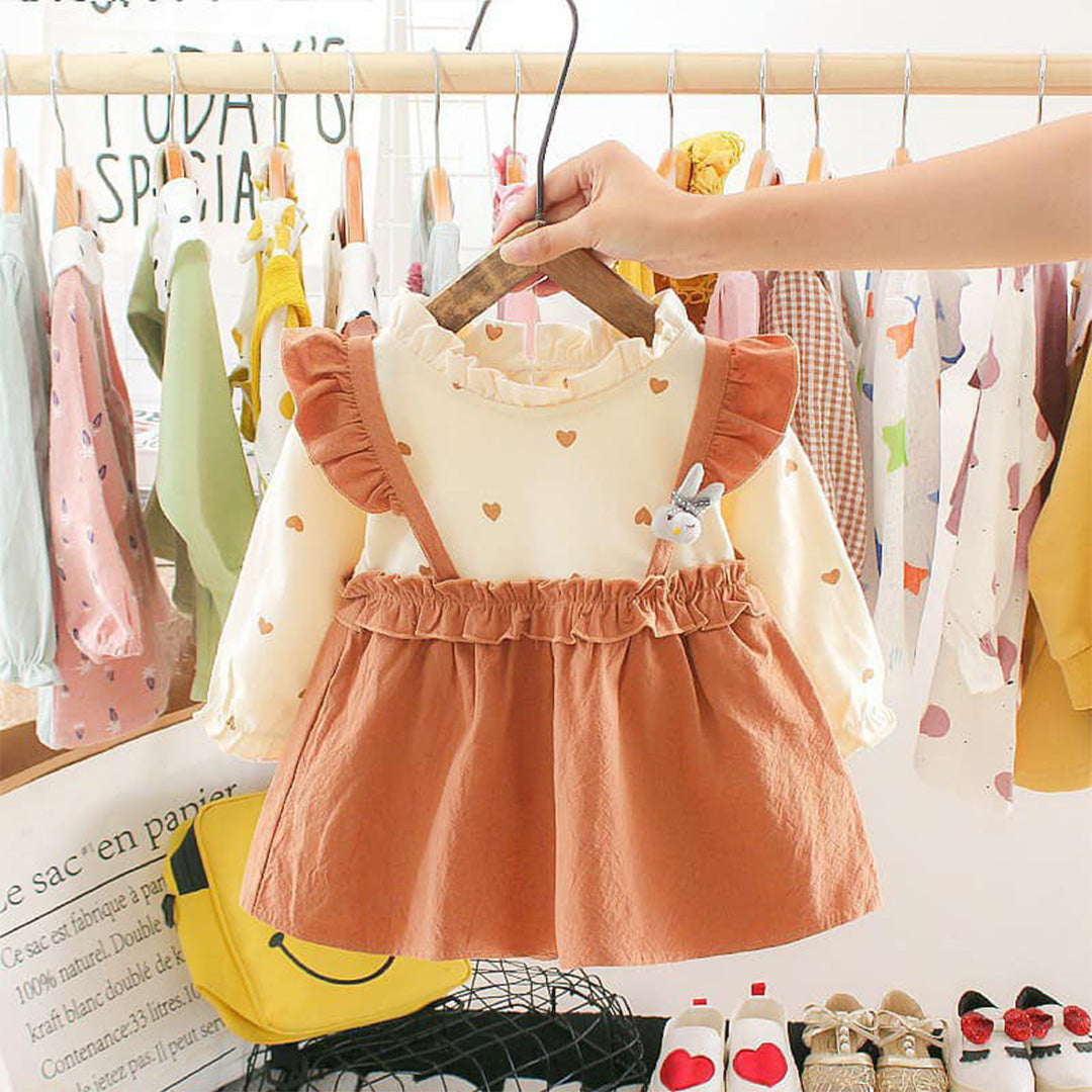 Brown Ruffled Romper Dress - Girls Baby Fashion, Infant Clothing, Toddler Outfit