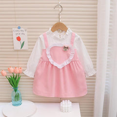 Baby Dress Pink and White Overalls with Ruffled Trim - Girls Toddler Clothing