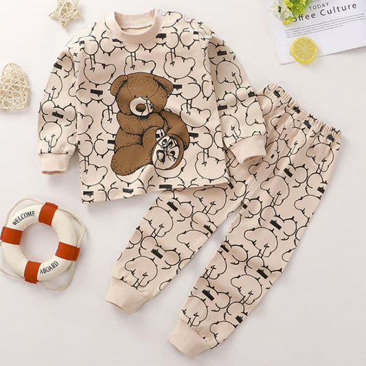 Children's Sleepwear Set with Fun Animal Pattern - Soft and Cozy - Unisex, Kids Pajamas Set.