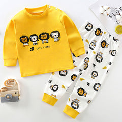 Cute Cartoon Lion Pajamas Set - L383 - Soft Cotton Material - Children's Sleepwear - Unisex Design
