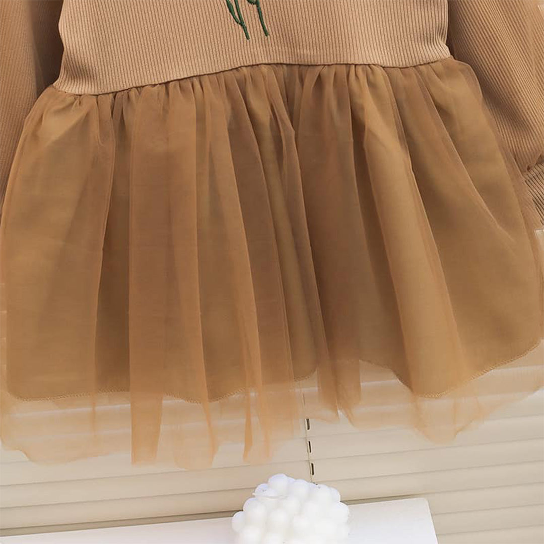 Chic Brown Fancy Toddler Skirt Dress