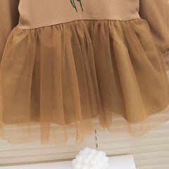 Chic Brown Fancy Toddler Skirt Dress