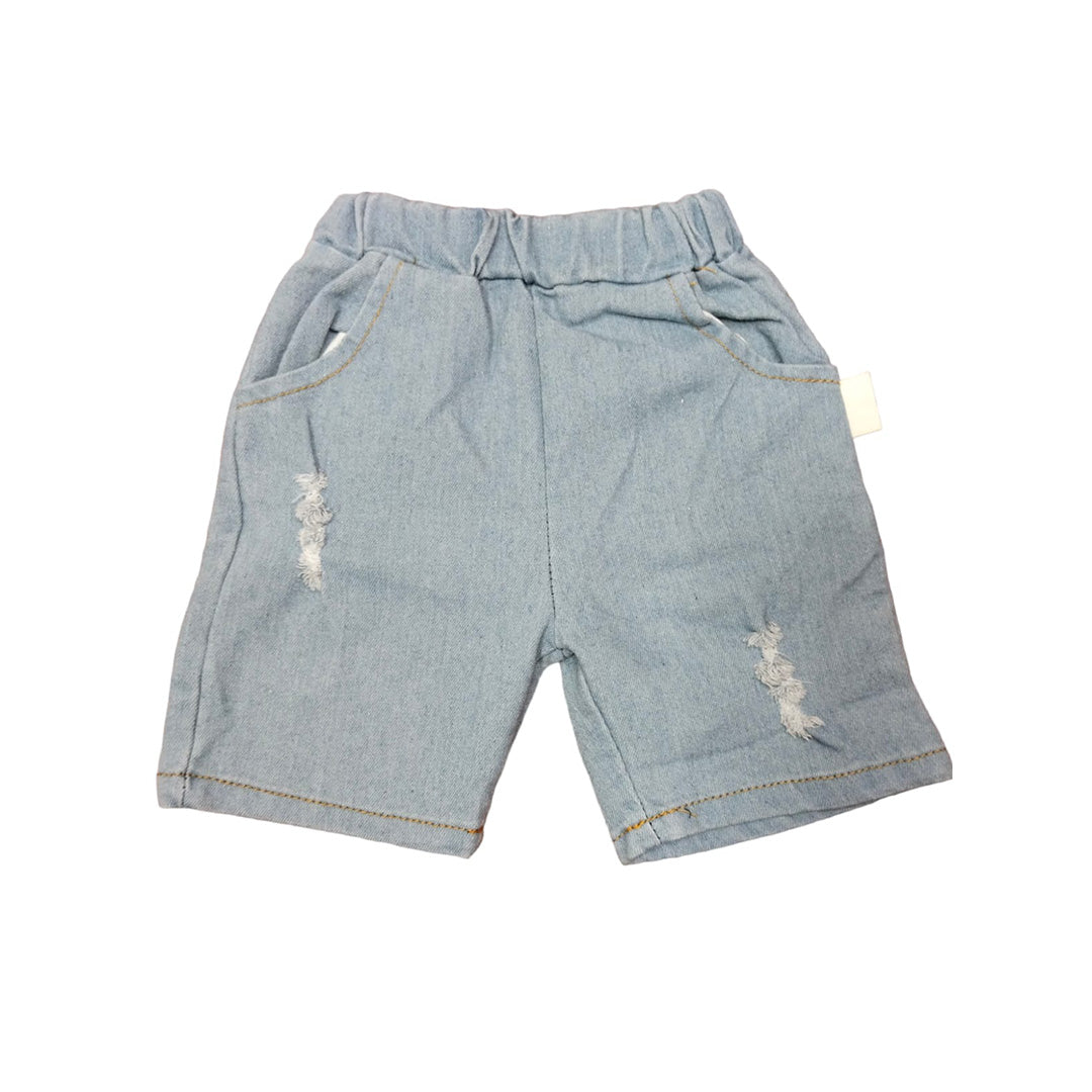 Short Sleeve Baby Vest with Cute Monkey Graphic and Denim Shorts Set