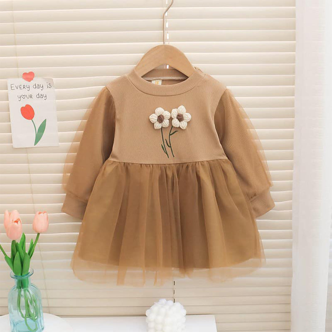 Chic Brown Fancy Toddler Skirt Dress