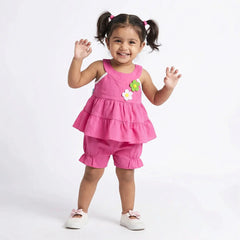 Ruffled Romper with Flower Applique - Adorable Toddler Outfit