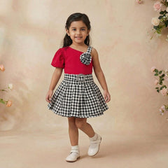 Adorable Girls' Baby Doll Outfit Set - Plaid Jumper & Accessories