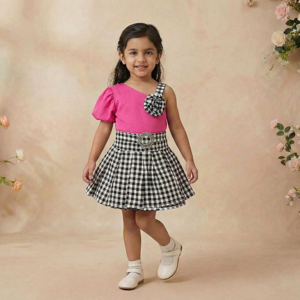 Adorable Girls' Baby Doll Outfit Set - Plaid Jumper & Accessories