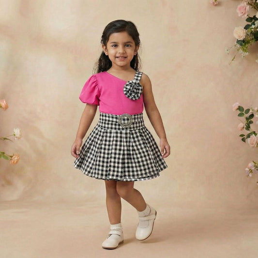 Adorable Girls' Baby Doll Outfit Set - Plaid Jumper & Accessories