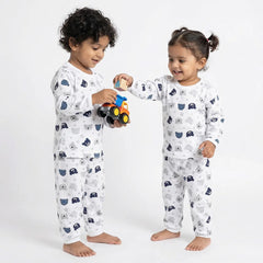Baby Onesie with Unicorns, Grey and Blue Pajama Set, Soft Cotton Material