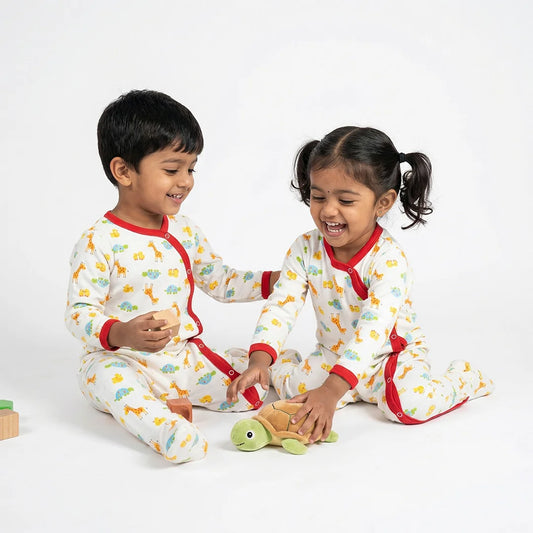 Baby's Sleeping Onesie with Pajamas and Dino Pattern