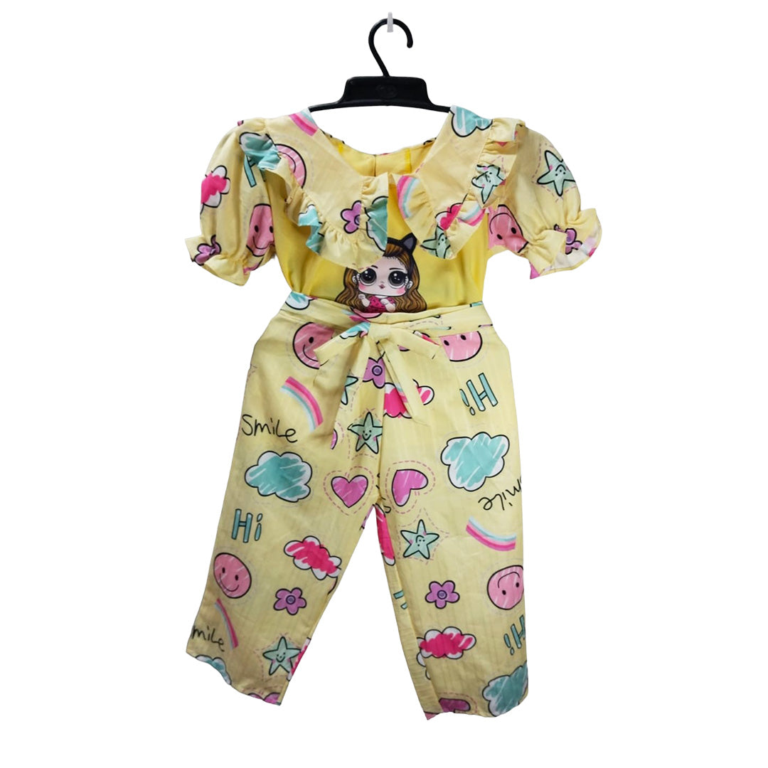 Colorful Kids One-Piece Jumpsuit with Cartoon Print